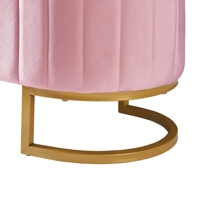 Button-Tufted Upholstered Velvet Storage Ottoman Bench with Metal Legs