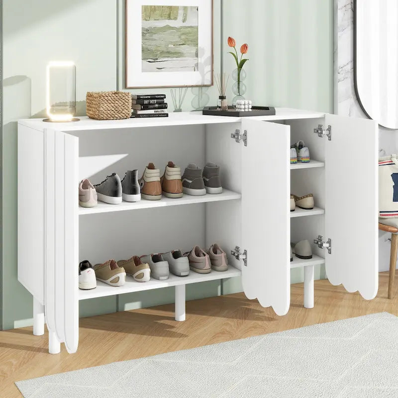 Cream-colored shoe cabinet