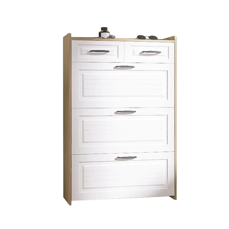 Shoe Cabinet for Entryway, Narrow Shoe Rack Storage Organizer with 2 Flip Drawers and Adjustable Shelves for 10 Pairs of Shoes