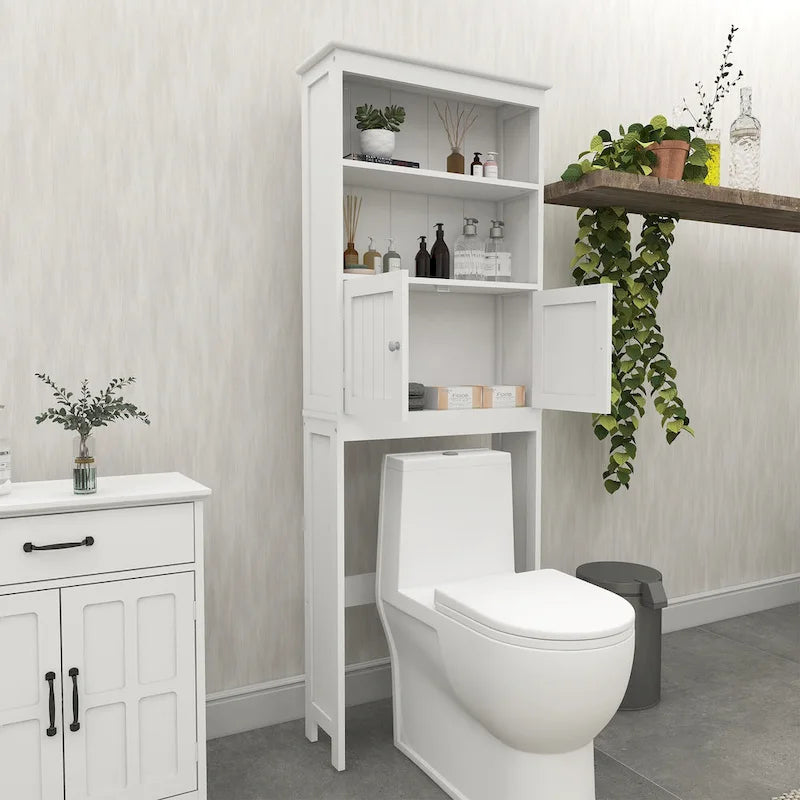 Over-the-toilet Bathroom Storage with 2-doors - 9.06 x 24.80 x 69.69