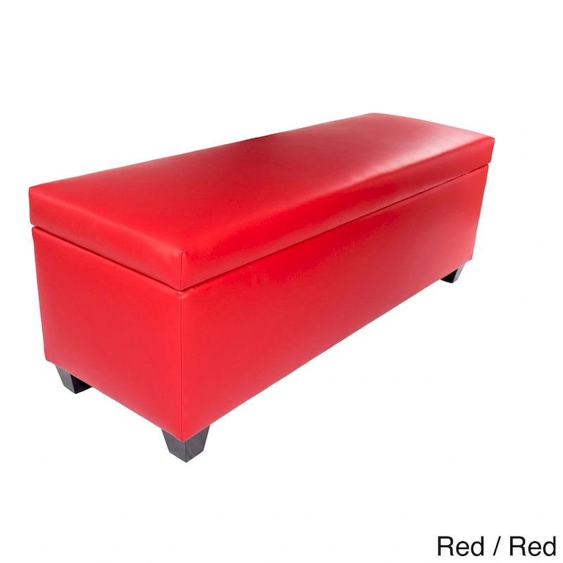 Retro Red Vinyl Shoe Storage Bench