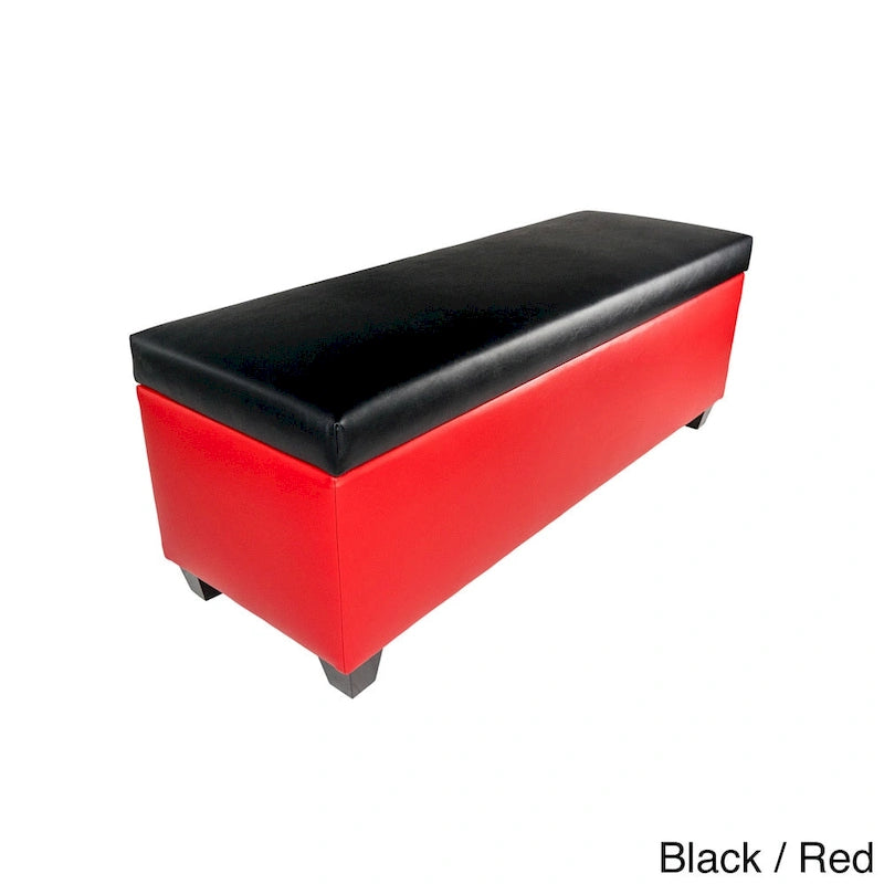 Retro Red Vinyl Shoe Storage Bench