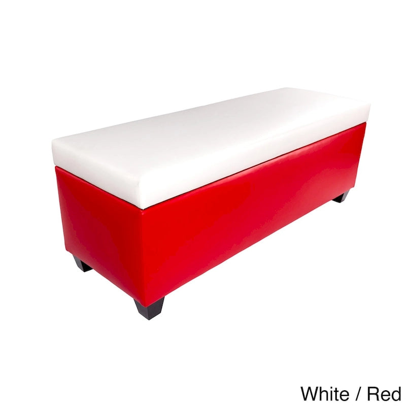 Retro Red Vinyl Shoe Storage Bench