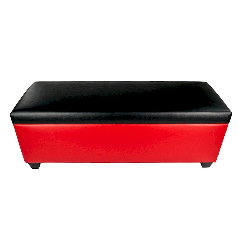 Retro Red Vinyl Shoe Storage Bench