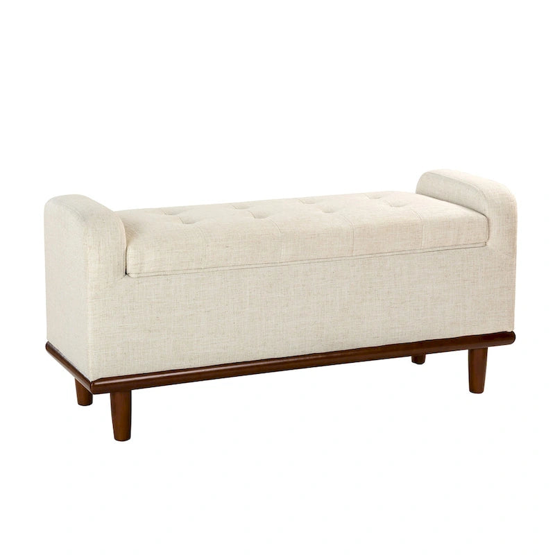 Upholstered Bench with Solid Wood Legs