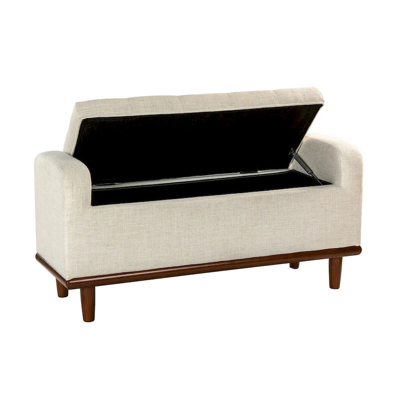 Upholstered Bench with Solid Wood Legs