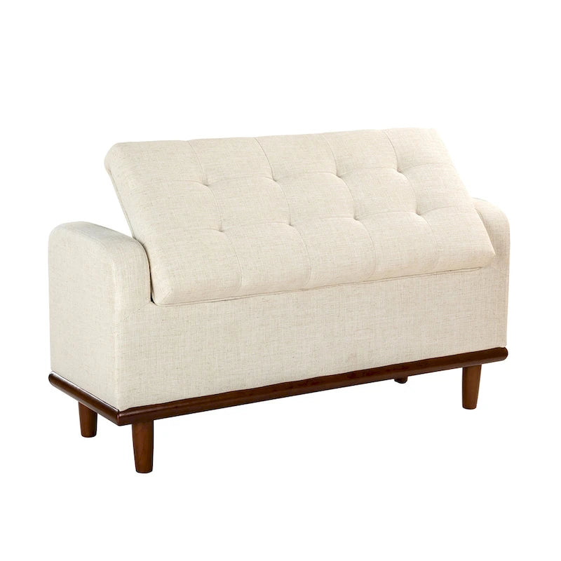 Upholstered Bench with Solid Wood Legs