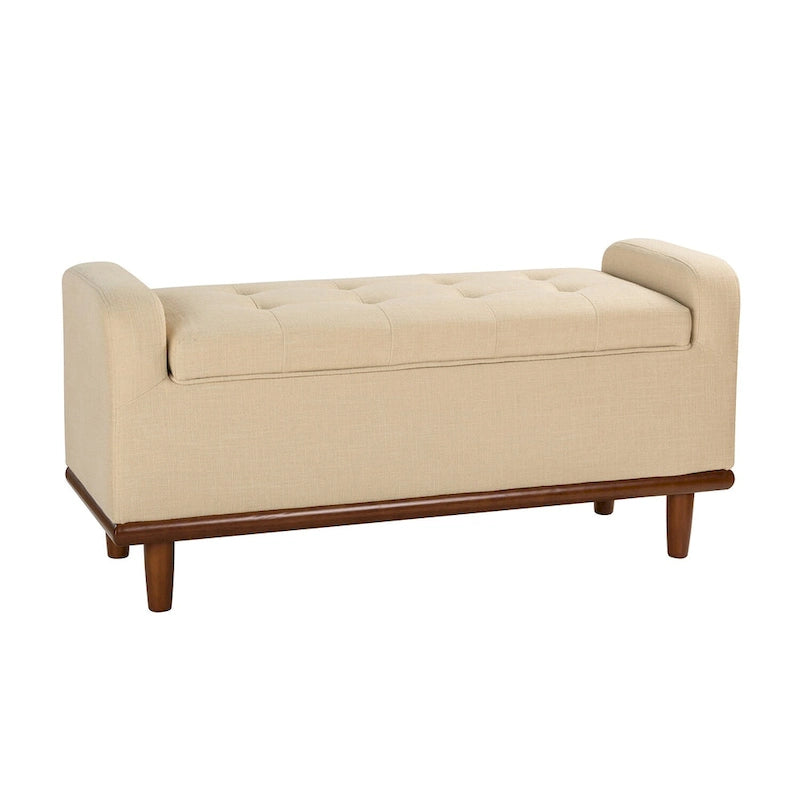Upholstered Bench with Solid Wood Legs
