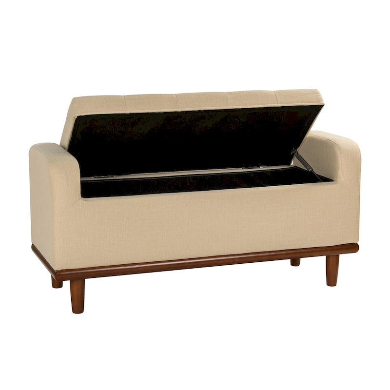Upholstered Bench with Solid Wood Legs