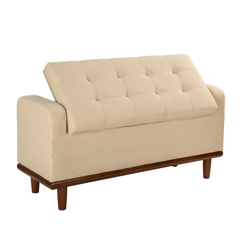 Upholstered Bench with Solid Wood Legs