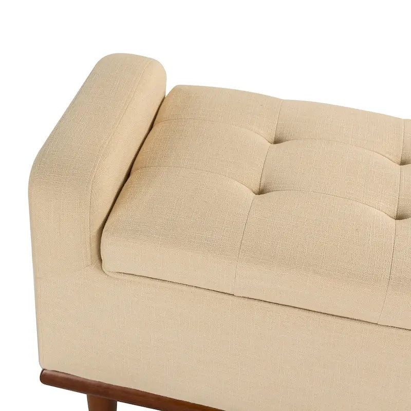 Upholstered Bench with Solid Wood Legs