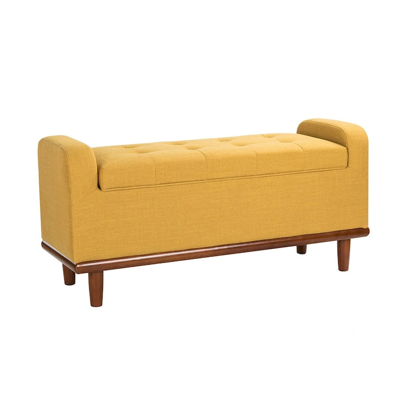 Upholstered Bench with Solid Wood Legs