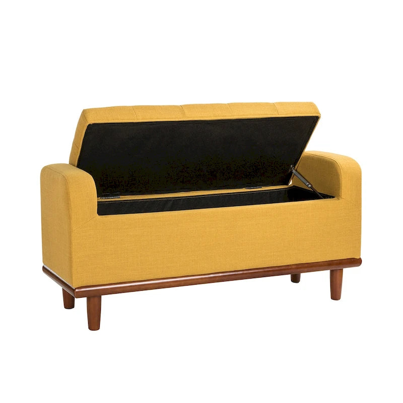 Upholstered Bench with Solid Wood Legs