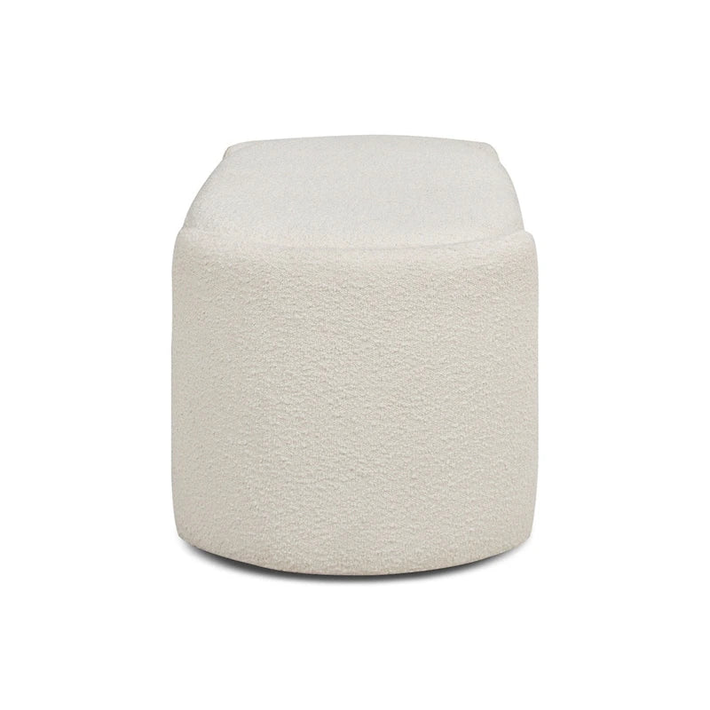 43 Ivory White Boucle Sherpa Upholstered Oval Storage Bench - 43W X 21D X 18.5H
