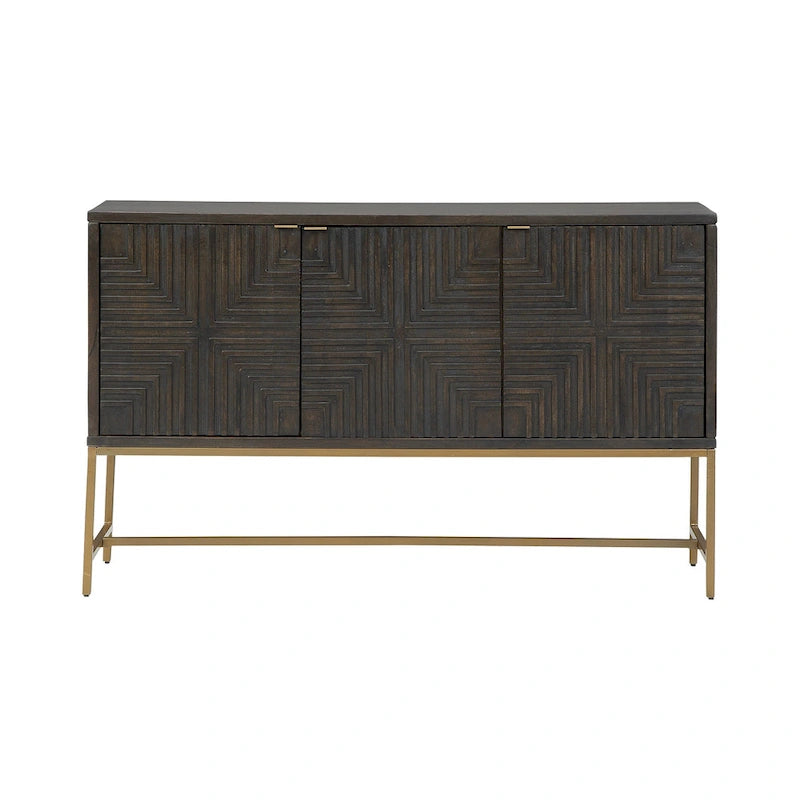 Brown/Gold Accent Cabinet - 58W x 16D x 37H