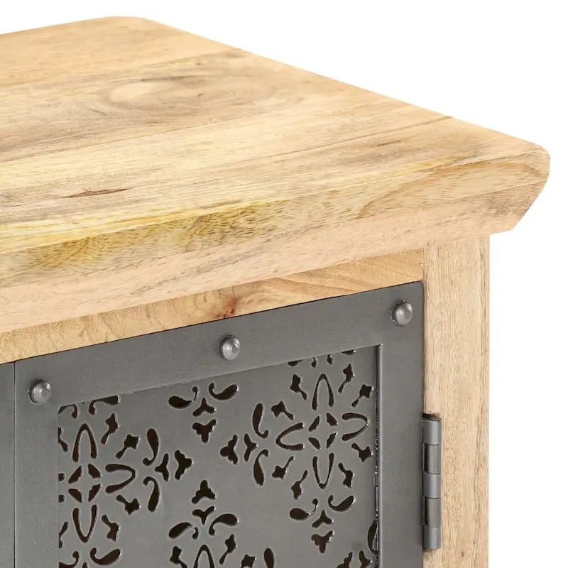 Sideboard with Steel Doors 23.6x13.8x29.5 Solid Mango Wood