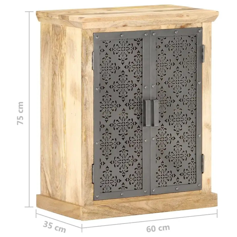 Sideboard with Steel Doors 23.6x13.8x29.5 Solid Mango Wood