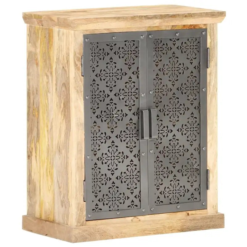 Sideboard with Steel Doors 23.6x13.8x29.5 Solid Mango Wood