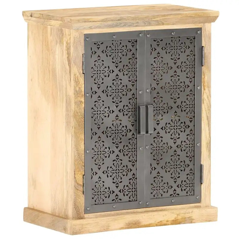 Sideboard with Steel Doors 23.6x13.8x29.5 Solid Mango Wood