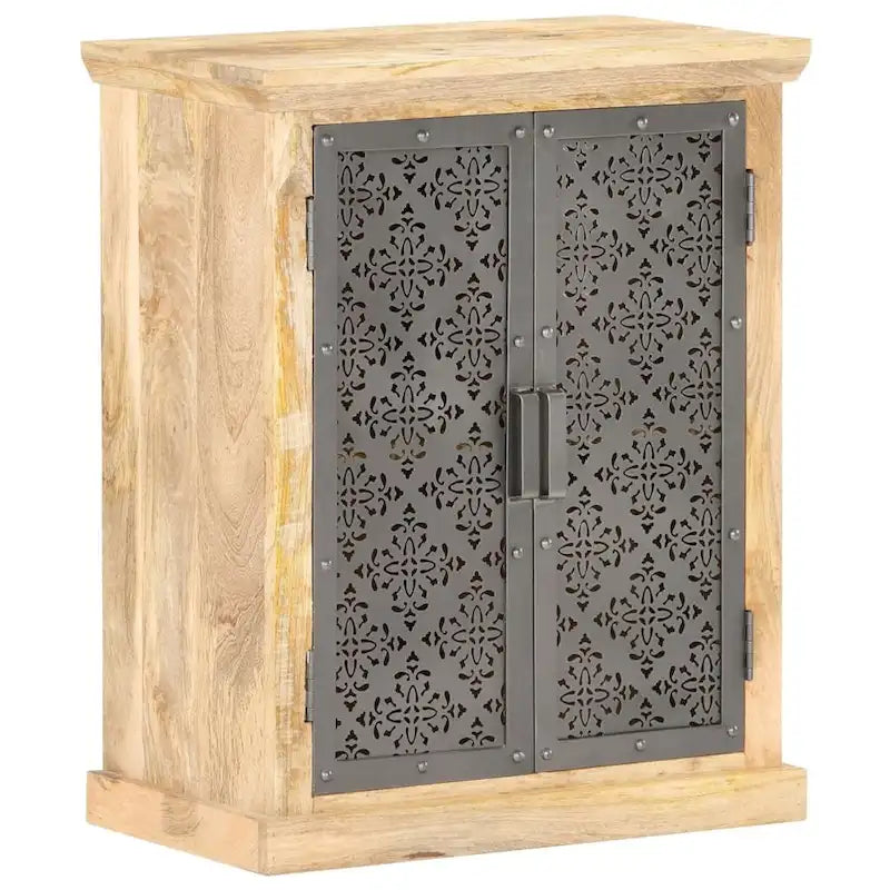 Sideboard with Steel Doors 23.6x13.8x29.5 Solid Mango Wood