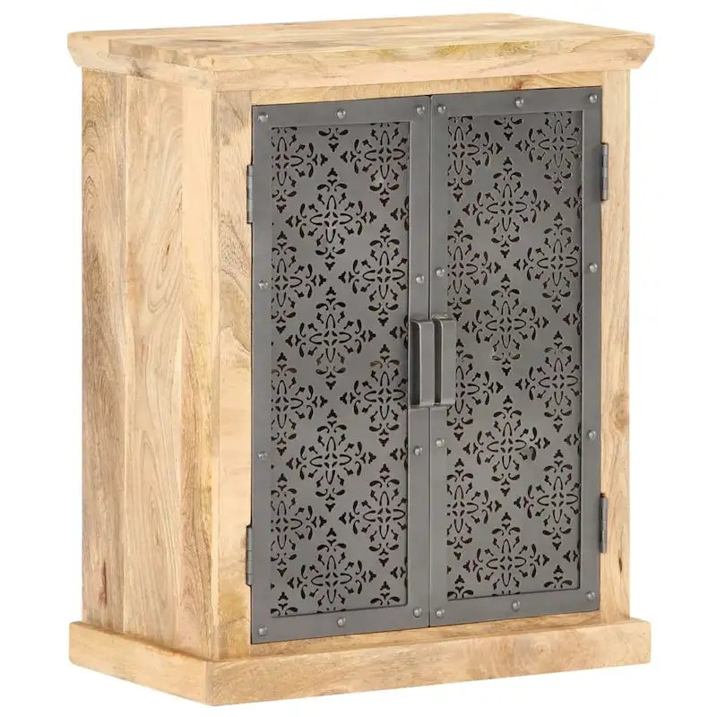 Sideboard with Steel Doors 23.6x13.8x29.5 Solid Mango Wood
