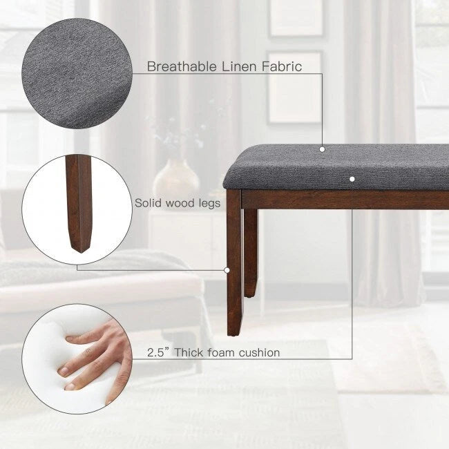 Upholstered Entryway Bench Footstool with Wood Legs - 47.5 x 15.5 x 19.5 (L x W x H)