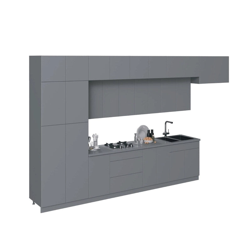 Kitchen Gray & White Gloss Color Base Size 15Ft Wide - 180x107