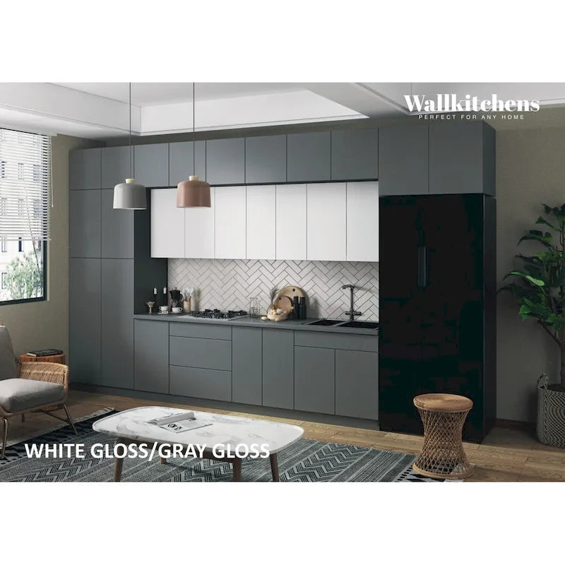 Kitchen Gray & White Gloss Color Base Size 15Ft Wide - 180x107