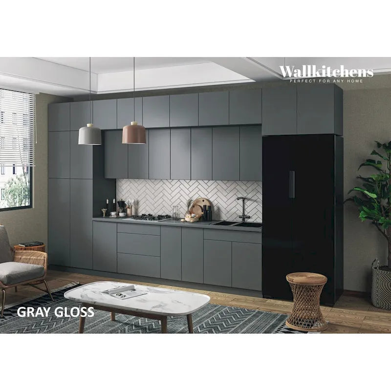 Kitchen Gray & White Gloss Color Base Size 15Ft Wide - 180x107