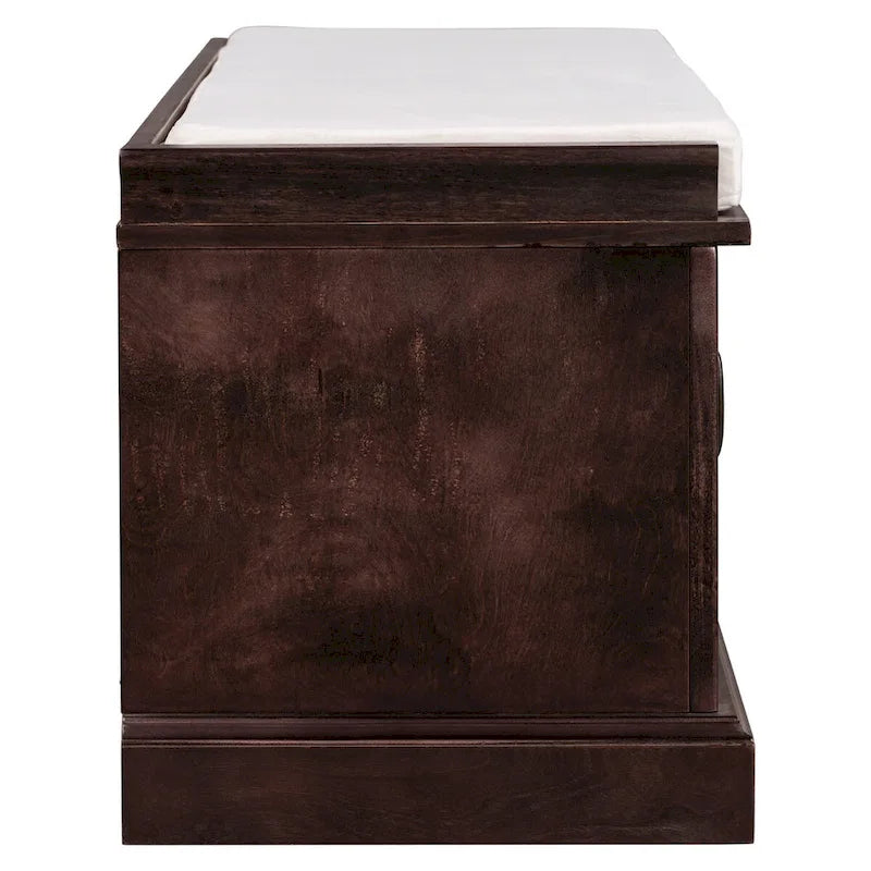 Storage Bench with 2 Drawers and 2 Cabinets, Shoe Bench with Removable Cushion for Living Room, Entryway