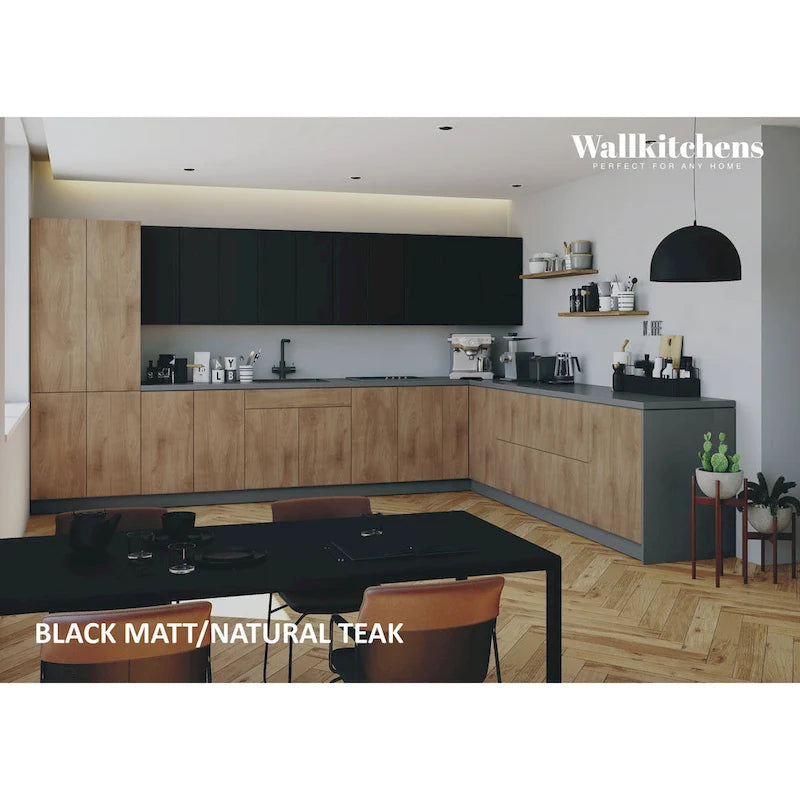 Kitchen Natural Teak & Black Color Base Size 13Ft Wide - 156x127