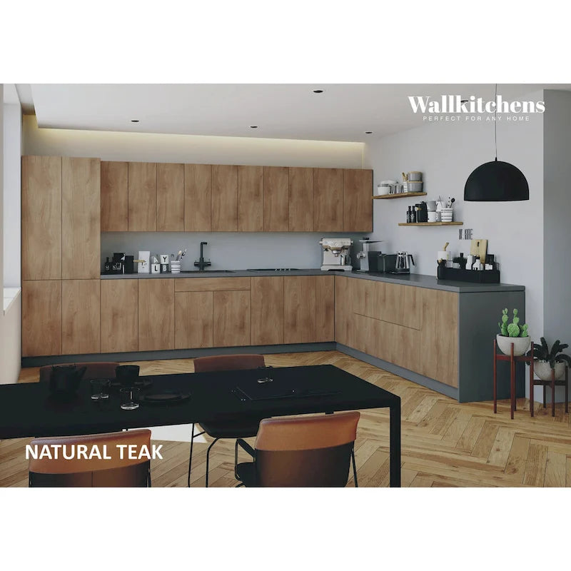 Kitchen Natural Teak & Black Color Base Size 13Ft Wide - 156x127