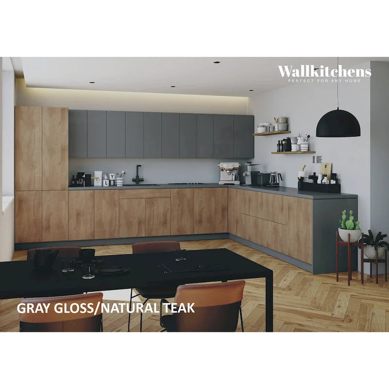 Kitchen Natural Teak & Black Color Base Size 13Ft Wide - 156x127