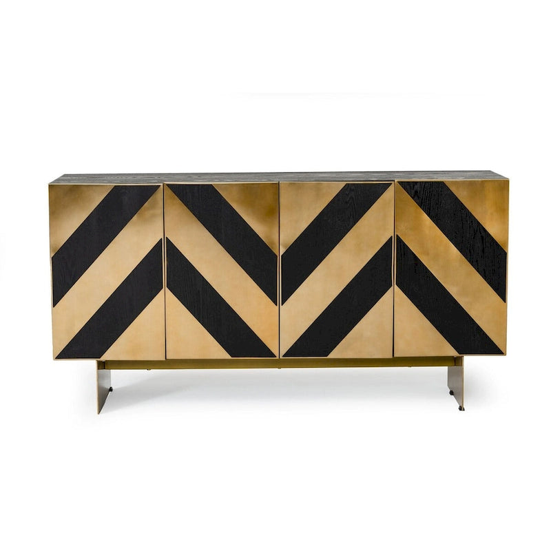 Glam Black Ash & Brushed Brass Modern Buffet