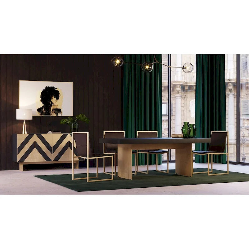 Glam Black Ash & Brushed Brass Modern Buffet