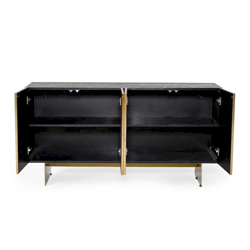 Glam Black Ash & Brushed Brass Modern Buffet