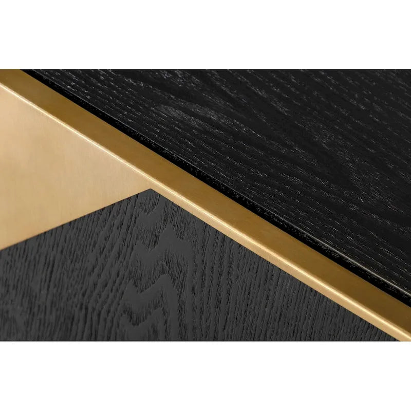Glam Black Ash & Brushed Brass Modern Buffet
