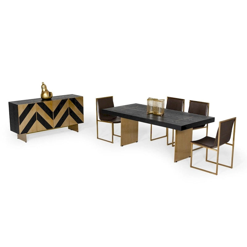 Glam Black Ash & Brushed Brass Modern Buffet