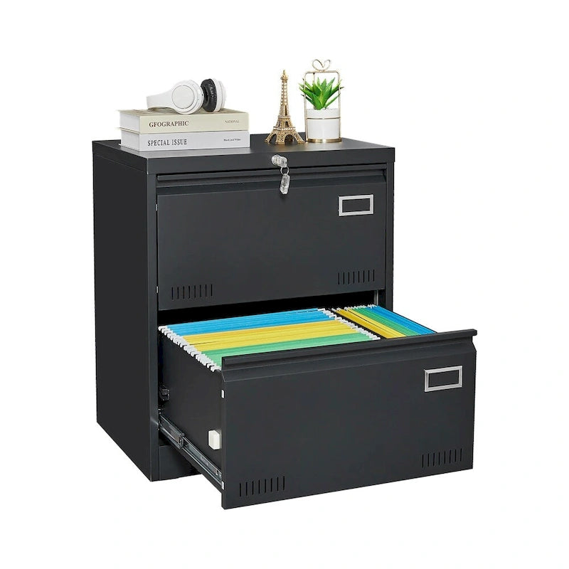 Metal Lockable File Cabinet with Lock and 2 Drawers