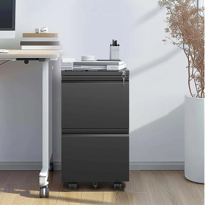2-Drawer Metal Mobile File Cabinet with Lock