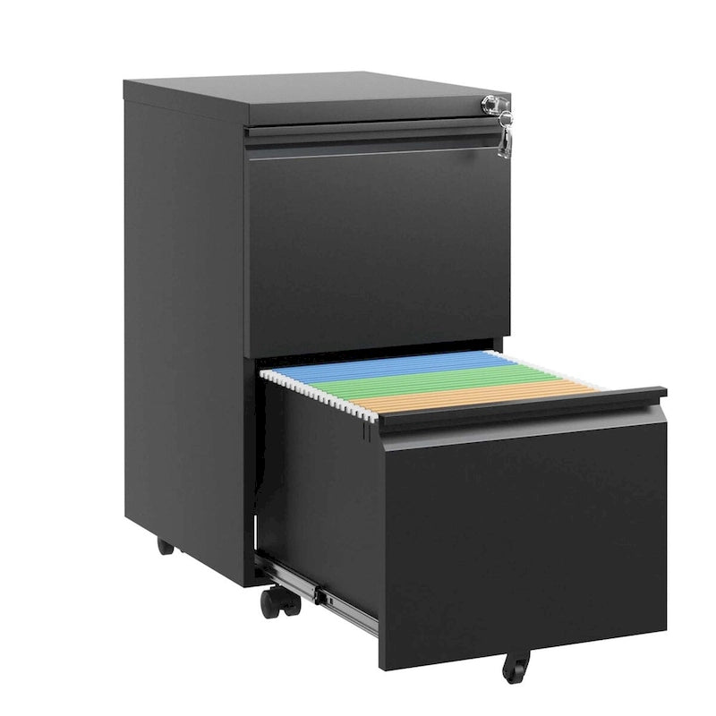 2-Drawer Metal Mobile File Cabinet with Lock