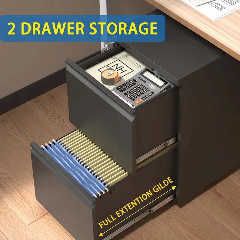 2-Drawer Metal Mobile File Cabinet with Lock