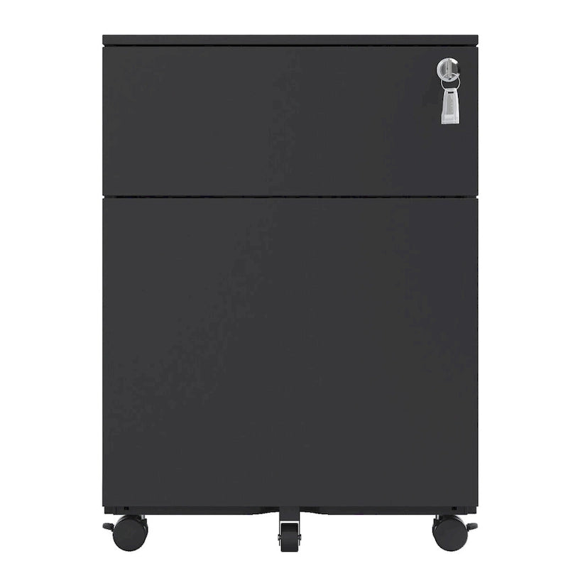 2 Drawer Mobile File Cabinet with Lock Steel File Cabinet for Legal/Letter/A4/F4 Size, Fully Assembled Include Wheels