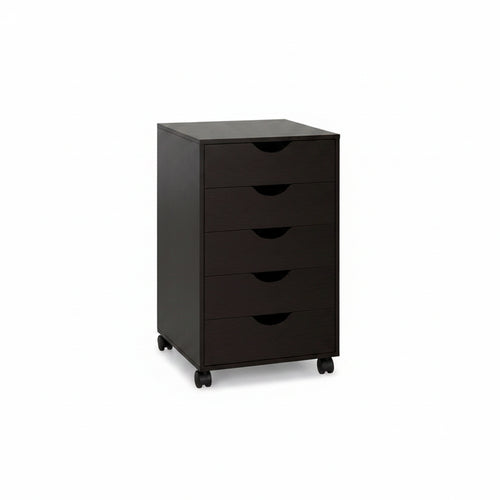 5 Drawer File Cabinet Storage Organizer Filing Cabinet with Nordic Minimalist Modern Style & Wheels, Brown