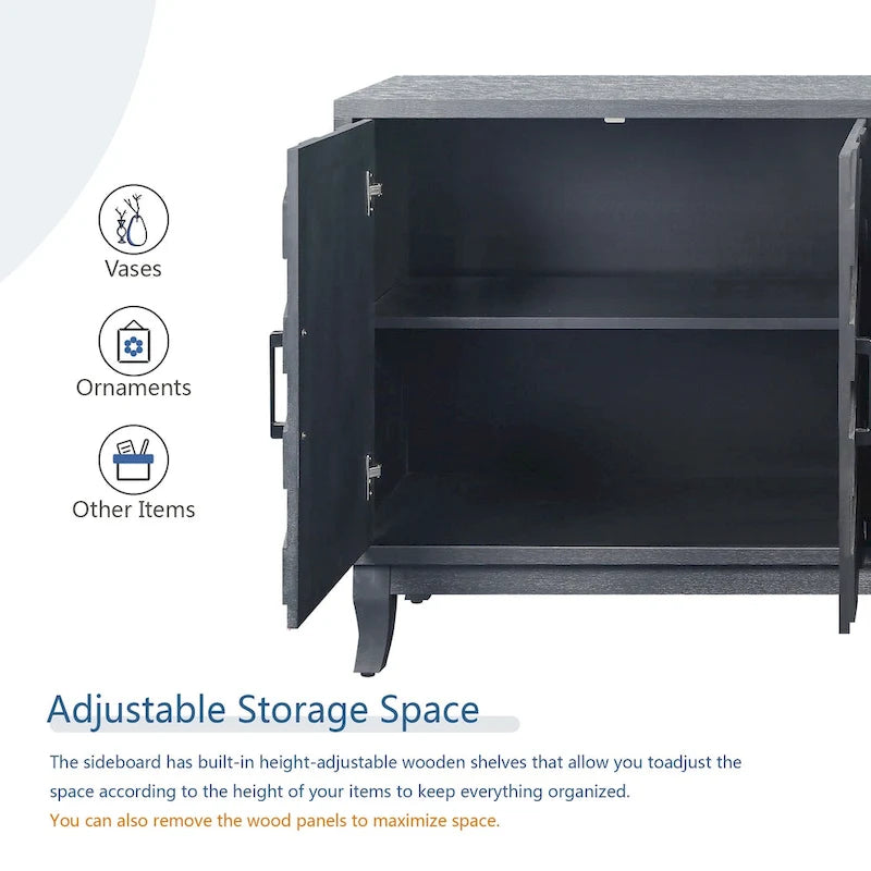 Stronger Vintage Style Buffet Cabinet, Lacquered Accent Storage 4 Door Wooden Cabinets, Thickened Sideboard Storage Cabinet