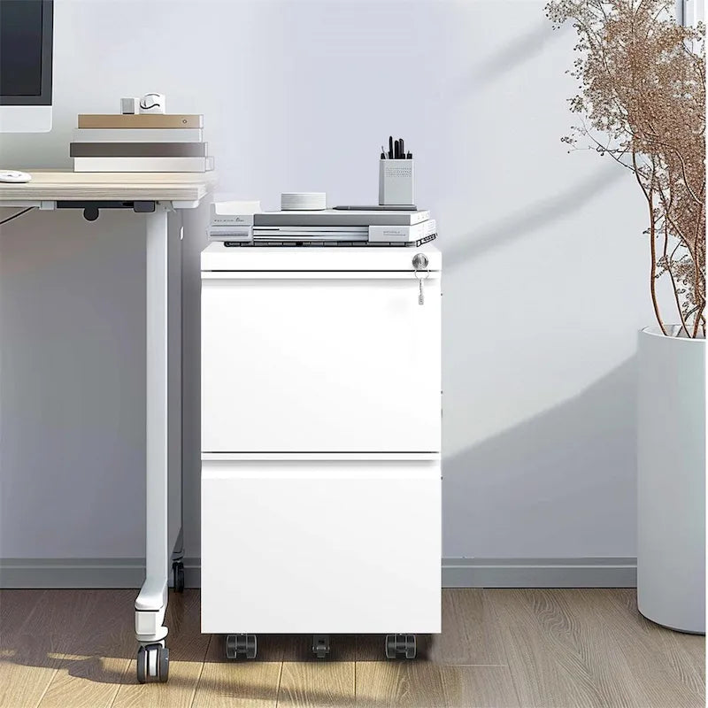 2 Drawer Metal Mobile File Cabinet, Rolling File Cabinet with Lock