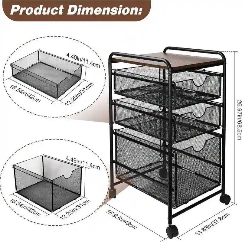 File Storage Drawer Carts - 12D x 17W x 25H