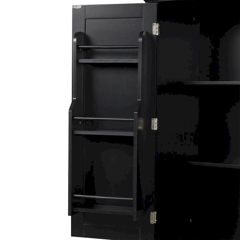 Bathroom Storage Cabinet with Doors and Drawer, Multiple Storage Space, Adjustable Shelf, Black