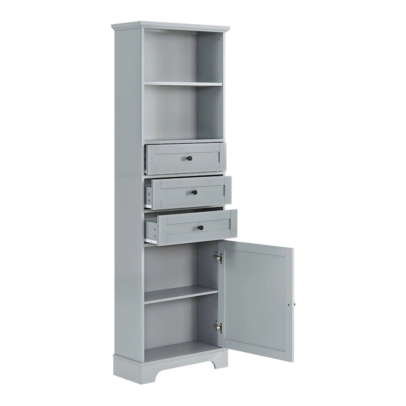 68Tall Storage Cabinet with 3 Drawers and Adjustable Shelves for Bathroom, Kitchen and Living Room