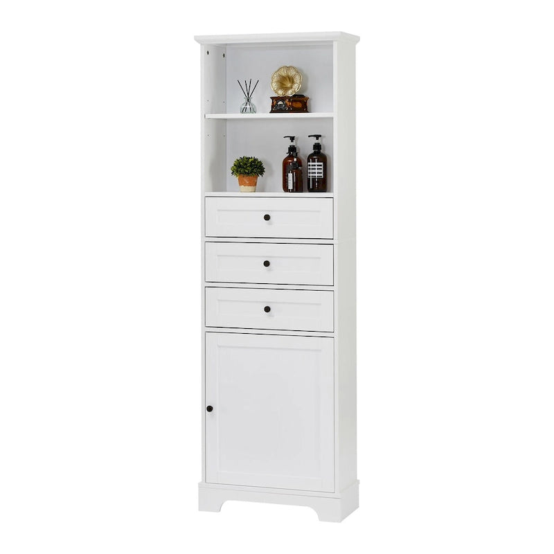 68Tall Storage Cabinet with 3 Drawers and Adjustable Shelves for Bathroom, Kitchen and Living Room